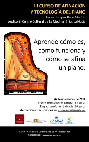 Cartel del Curso de Afinación de Piano