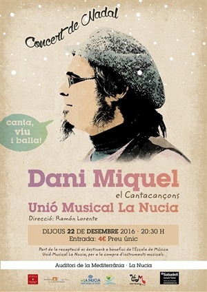 Cartel "Concert de Nadal de Dani Miquel i banda de la Unió Musical de La Nucia"