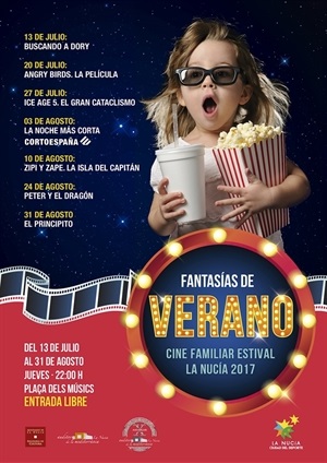 Cartel del Ciclo de Cine Familiar Estival 2017 de La Nucía