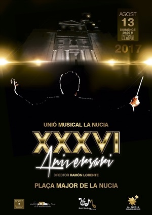 Cartel del Concierto de XXXVI aniversario de la Unió Musical de La Nucía