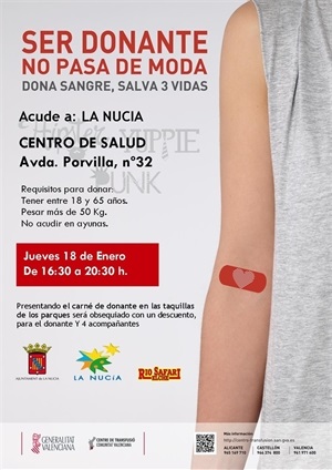 Cartel de la primera donación de sangre de 2018