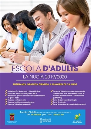 Cartel de la Escuela de Adultos para el curso 2019-2020