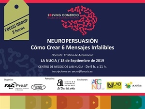 El Taller “Neuropersuasión; Cómo crear 6 mensajes infalibles” lo impartirá el miércoles 18 de septiembre la Coach Cristina de Arozamena