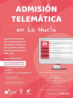 Cartel de la Admisión Telemática, servicio de la concejalía de Educación