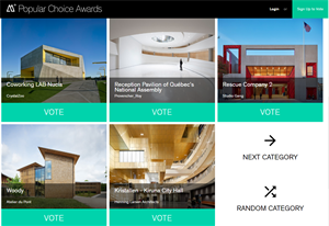 Página de votación del portal internacional de arquitectura Architizer