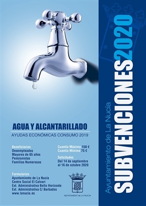 Cartel de la Subvención Municipal del Agua 2020