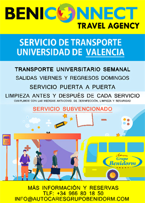 Cartel del Servicio de Bús Universitario a Valencia semanal