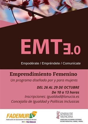 Cartel del Curso de Emprendimiento Femenino de la Concejalía de Igualdad de La Nucía