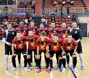 Plantilla del Sporting Fútbol Sala que se enfrentó al Calpe Futsal el pasado sábado en el Pabellón Municipal Camilo Cano