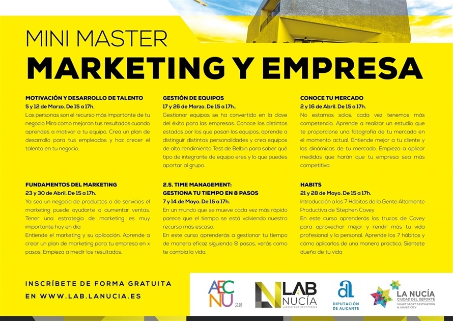 Últimas plazas para "Marketing y Empresa" en el Lab_Nucia